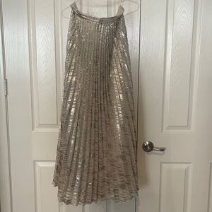Long pleated metallic skirt size 8
